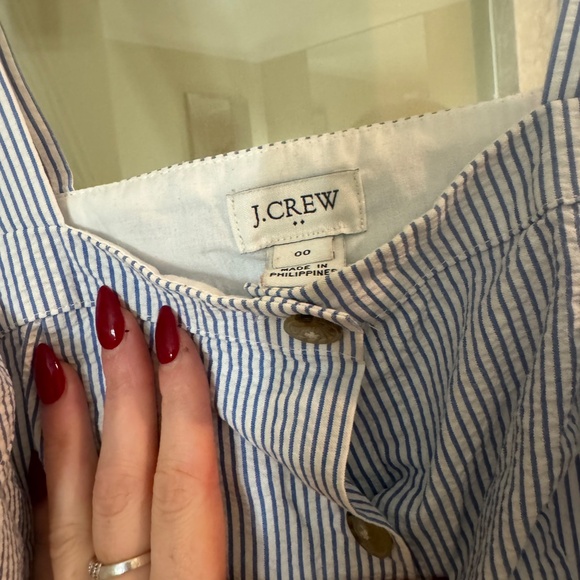 J.Crew - Blue & White Striped Seersucker Sleeveless Sheath Dress Sz 00 - Picture 4 of 5
